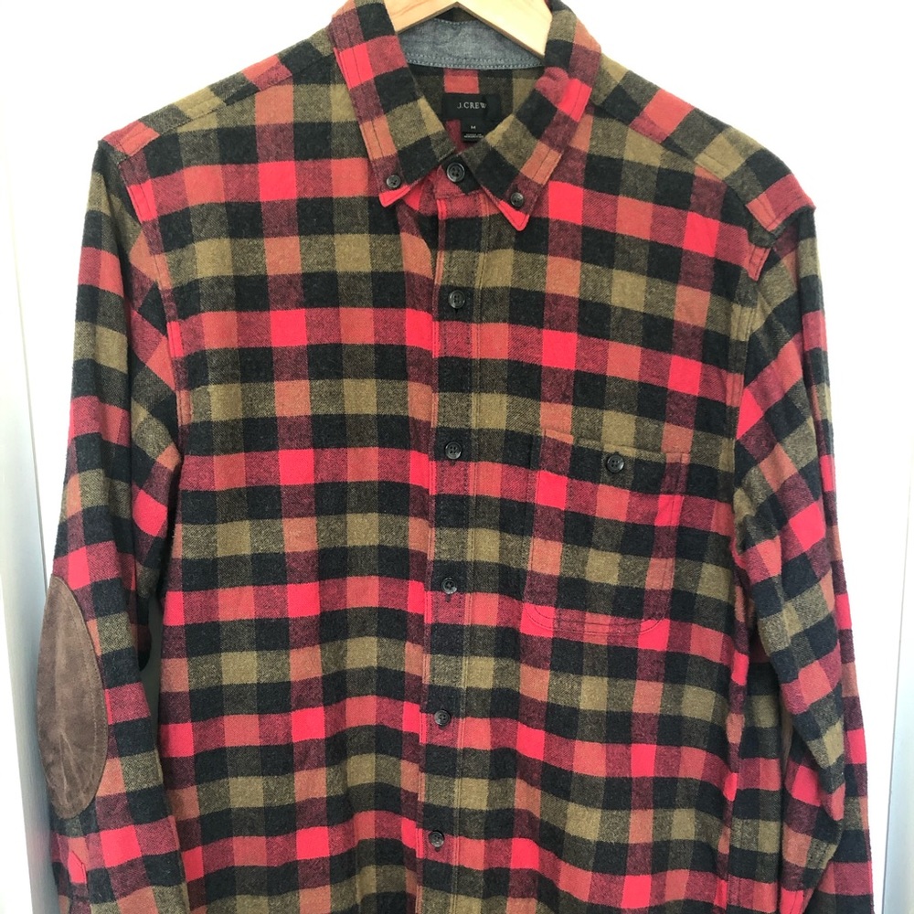 J Crew Mens Flannel Plaid Shirt, Size Medium
